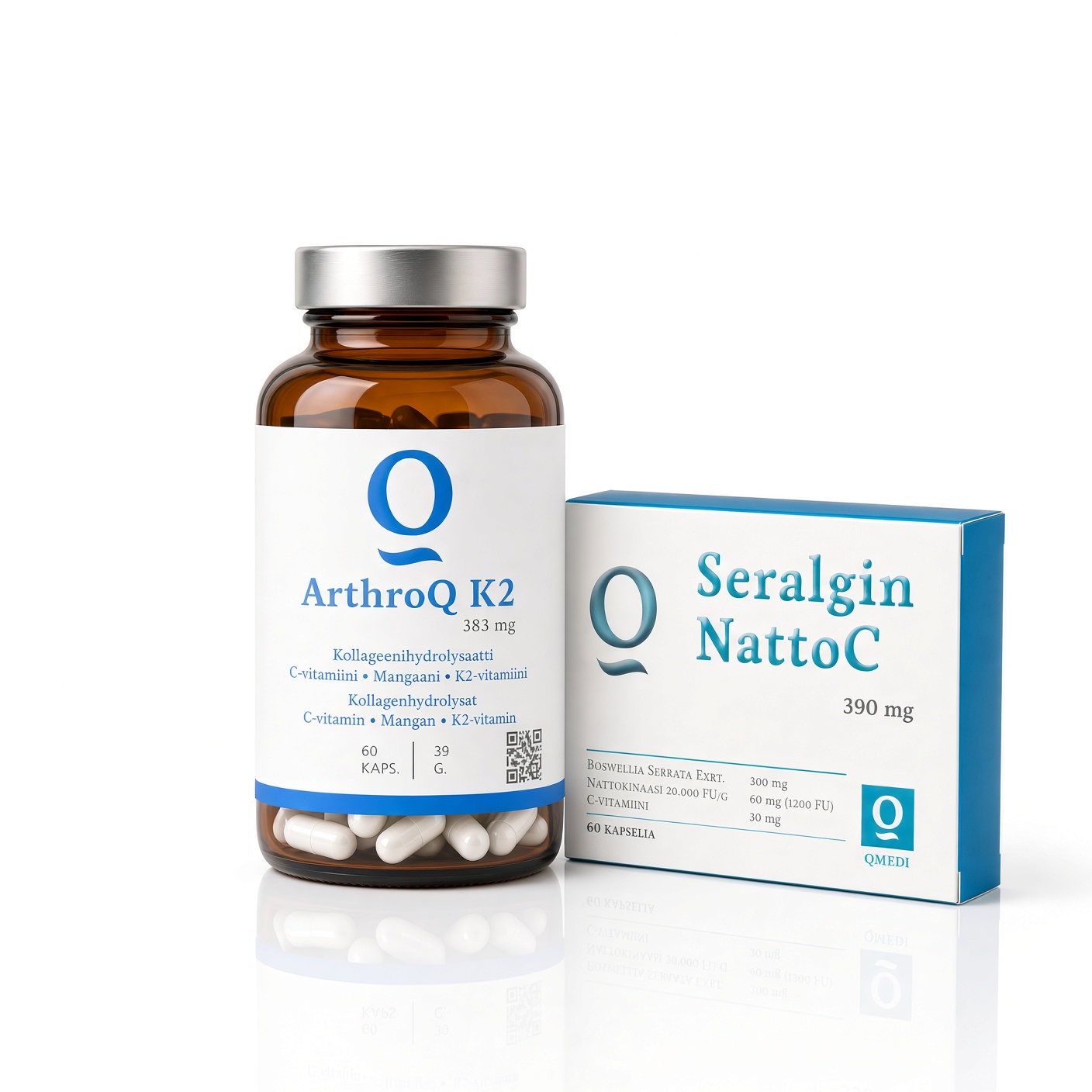 Nivelpaketti 60 kapselia tuotteet ArthroQ K2 ja Seralgin NattoC