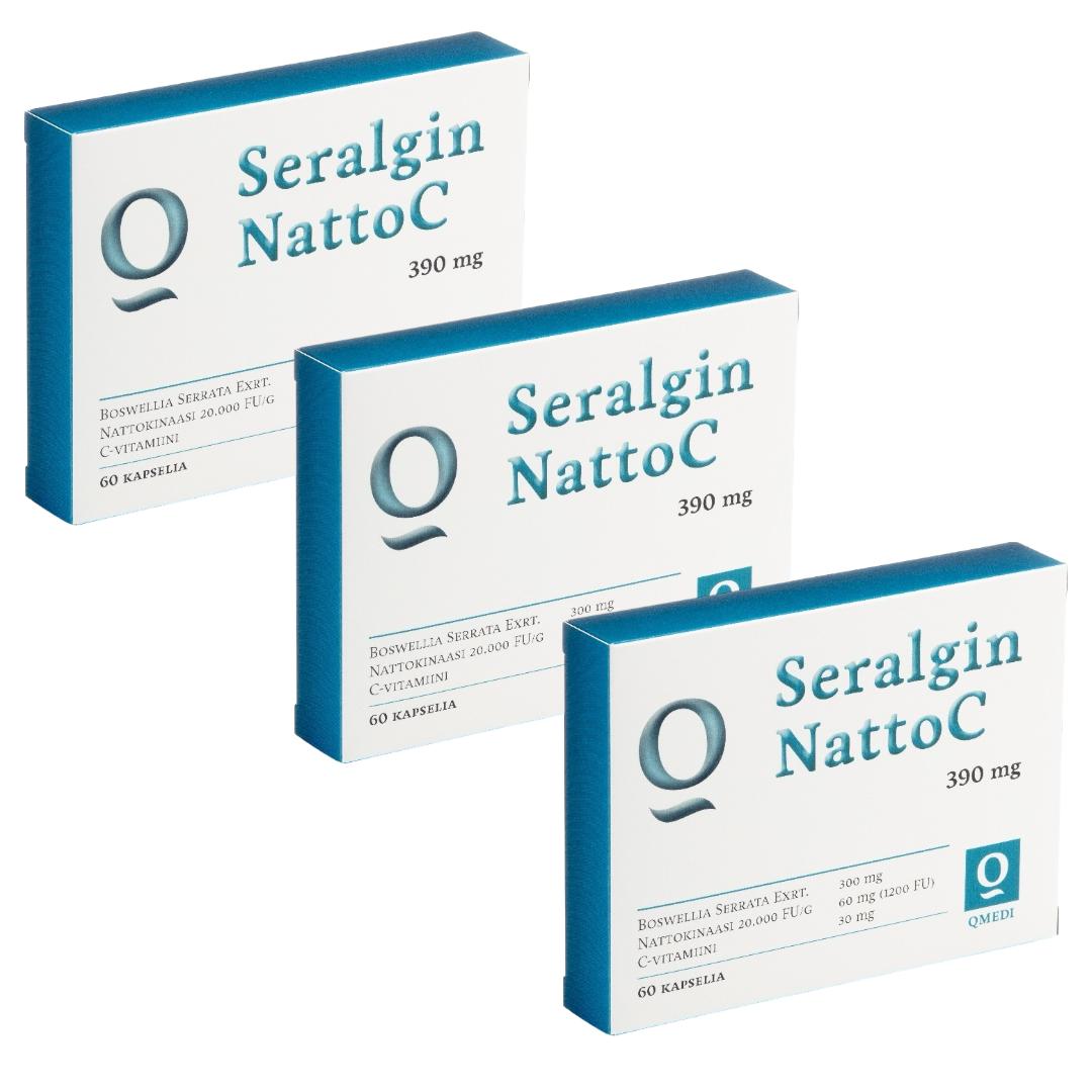 Kesäkuun triplatarjous, 3 Seralgin Natto C 60 kaps. pakkausta yhteishintaan!