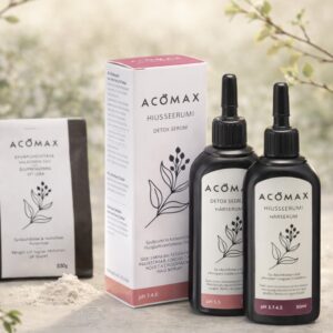 Acomax Hiusseerumi 50 ml, Detoxseerumi ja Valkoinen savi 20g yhteishintaan!