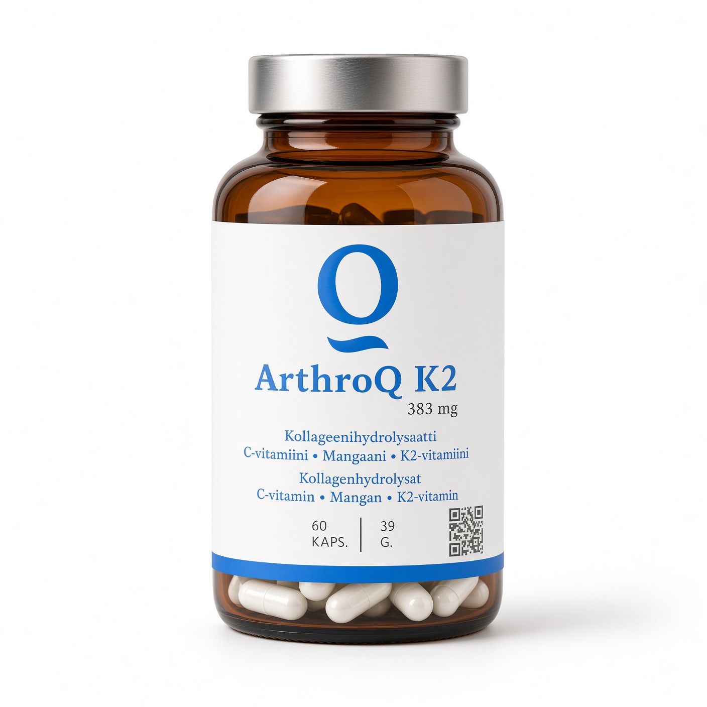 ArthroQ K2 60 kapselia – tuotepakkaus ja etiketti | QMedi